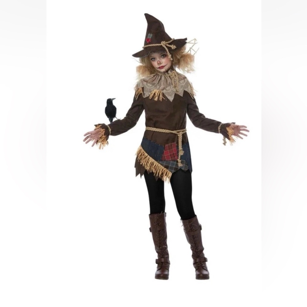 Girls Lg. Scary Scarecrow Costume - Spirit Brown